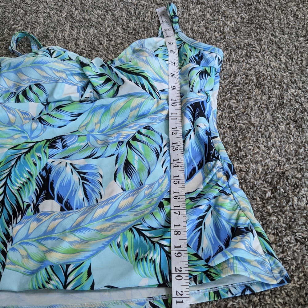 Croft & Barrow blue green foliage tankini swim top 14 - Picture 8 of 11
